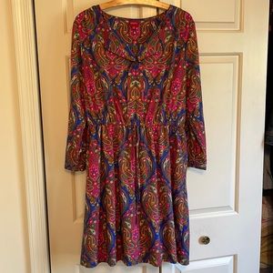 MERONA size large printed dress with pockets . 38 inches long
